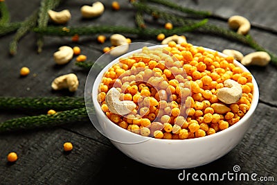 Traditional Indian snack Boondi, Stock Photo