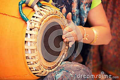 Traditional Indian tabla drums close up Stock Photo