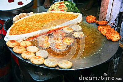 Traditional indian vegetarian food at the stree Stock Photo