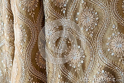 Traditional Indian wedding clothing sari paterns Stock Photo