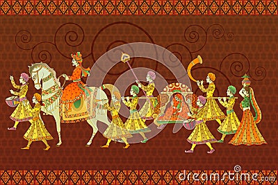 Traditional Indian Wedding Vector Illustration