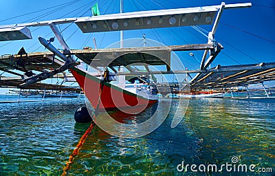 Traditional indonesian fishing boat the jukung Stock Photo