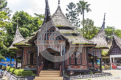 Traditional indonesian houses in Taman Mini Park Editorial Stock Photo