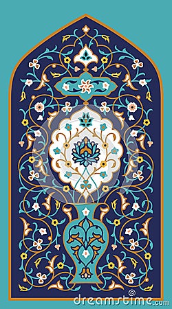 Arabic Floral Panel for your design. Traditional Islamic Design. Elegance Background with Text input area in a center. Vector Illustration