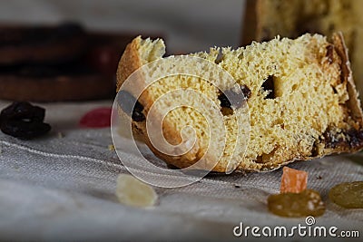 Traditional Italian Christmas sweet cake on a countryside table. Stock Photo