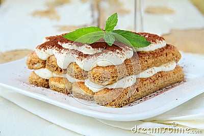 Traditional Italian dessert tiramisu Stock Photo