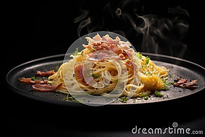 Traditional italian dish spaghetti carbonara Stock Photo