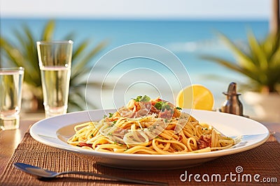 Traditional italian dish spaghetti carbonara Stock Photo