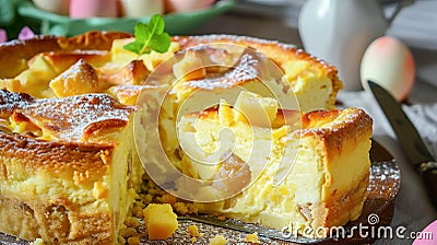 Traditional Italian Easter cheese pie with rich creamy filling and candied fruit. Delicious holiday dessert Stock Photo