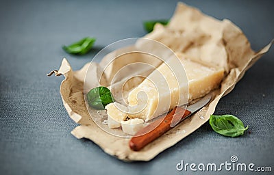 Traditional Italian Parmigiano-Reggiano cheese Stock Photo