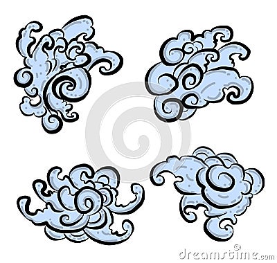Traditional Japanese clouds vector for tattoo or embroidery.Chinese clouds and wave. Vector Illustration