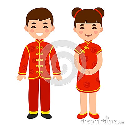 Traditional Japanese costumes Vector Illustration