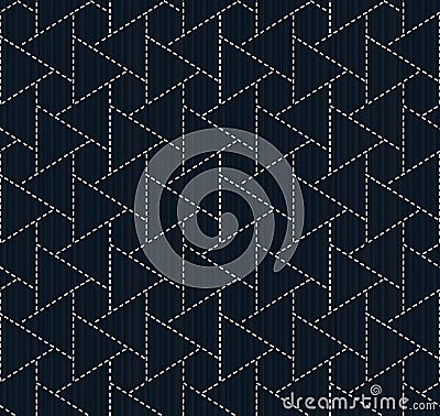 Traditional japanese embroidery. Sashiko. Seamless pattern. Vector Illustration