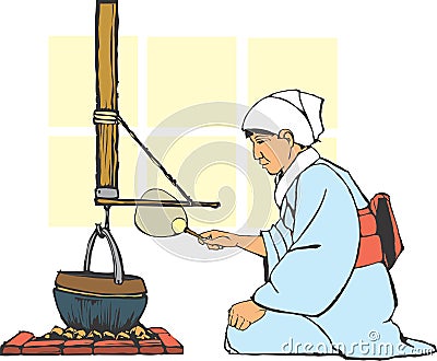 Traditional Japanese Hearth Vector Illustration