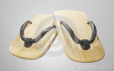 Traditional japanese sandals Geta. 3D rendering Stock Photo