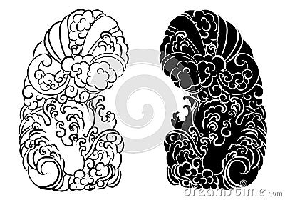 Traditional Japanese tattoo background for tattoo design. Vector Illustration