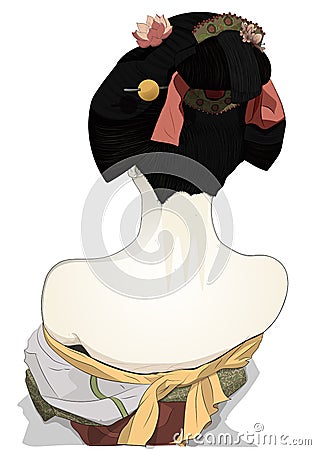 Traditional Japanese woman digital illustration Cartoon Illustration