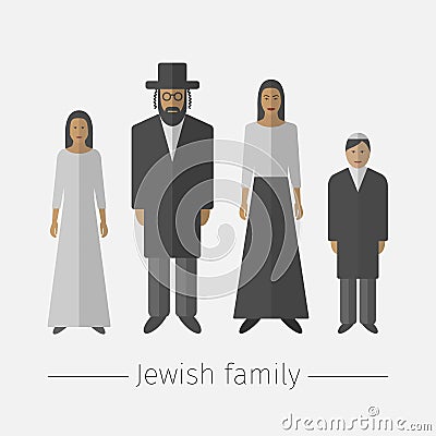 Traditional jewish family Vector Illustration