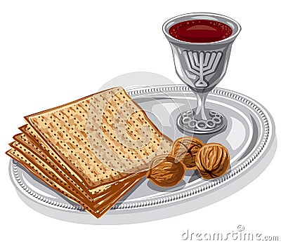 Traditional jewish matzoh Vector Illustration