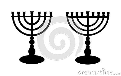 Traditional jewish temple lamps, menora, Hannukkah candle holder Vector Illustration