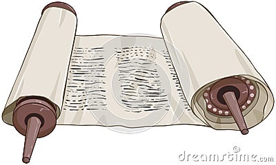 Traditional Jewish Torah Scroll With Text Vector Illustration