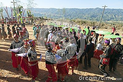 Traditional Jingpo Dance Editorial Stock Photo