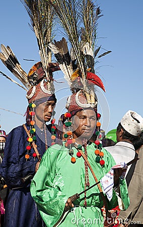 Traditional Jingpo Men at Dance Editorial Stock Photo