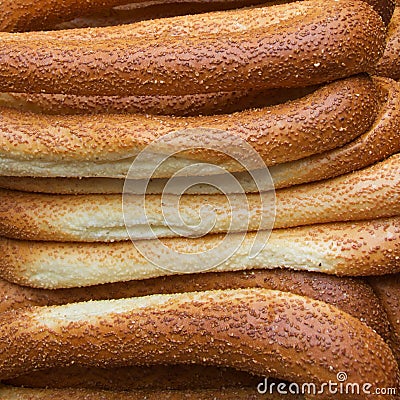 Traditional Kaak Beigeles sold in the old market in Jerusalem, Israel Stock Photo