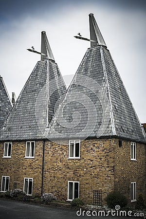 Traditional Kent oast houses in southern England Stock Photo