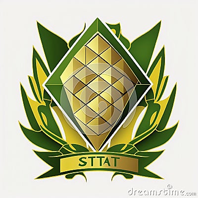 Traditional ketupat composition with flat design Stock Photo