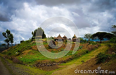 Traditional Konso tribe village in Karat Konso, Ethiopia Stock Photo