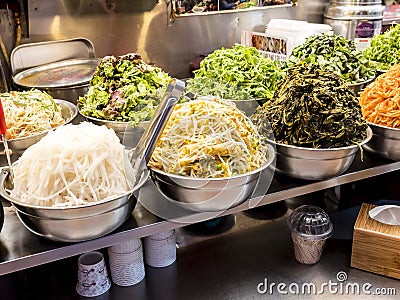 Traditional Korean fermented food at the Gwangjang Market. Seoul, South Korea Stock Photo