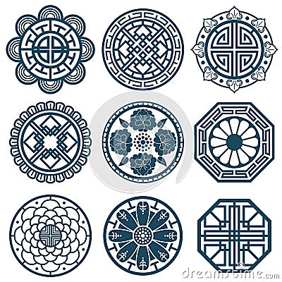 Traditional korean symbols, vector korea pattern design for bathroom repeat tiles Vector Illustration