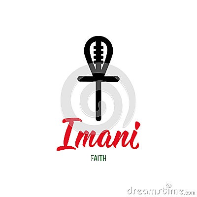 Traditional Kwanzaa symbols. Imani means Faith. Vector icon. Isolated on white background Vector Illustration