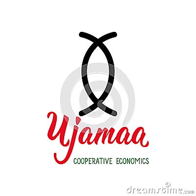 Traditional Kwanzaa symbols. Ujamaa means Cooperative economics. Vector icon. Isolated on white background Vector Illustration