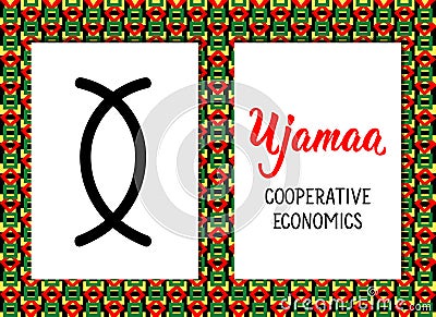 Traditional Kwanzaa symbols. Ujamaa means Cooperative economics. Vector icon. Isolated on white background Vector Illustration