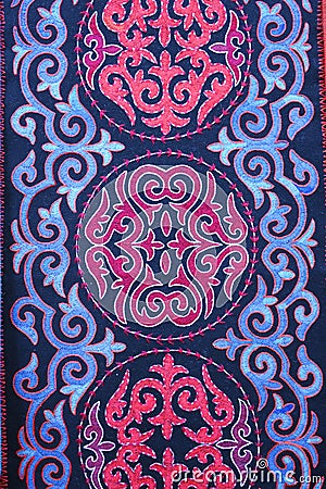 Traditional Kyrgyz colorful embroidery suzani, carpet Stock Photo