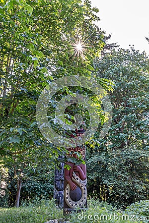 Totem Poles in Stanley Park Vancouver Editorial Stock Photo