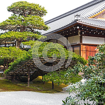 Traditional landscaped japanese garden detail in Japan Stock Photo