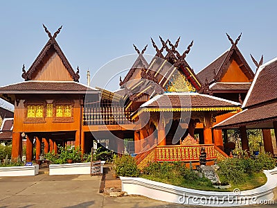 A traditional Lanna-style teak building in Phrae, northern Thailand Stock Photo