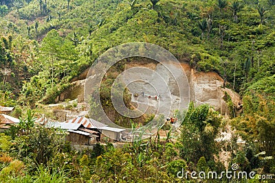 Traditional limestone or cement mining on Flores island, Indonesia Stock Photo