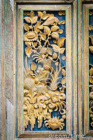 Traditional local balinese wood carving ornaments Stock Photo