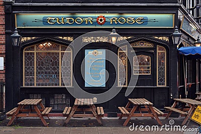 Traditional London pub Tudor Rose Editorial Stock Photo