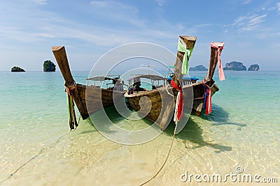 Traditional long tail boat Stock Photo