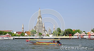 Traditional longtail boat on the Chao Phraya river Editorial Stock Photo