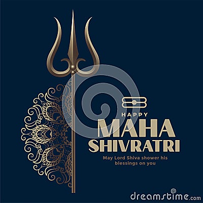 Traditional maha shivratri festival greeting with trishul weapon Vector Illustration