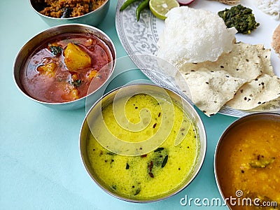 Traditional Maharashtrian cuisine and food meal thali of Maharashtra India Stock Photo