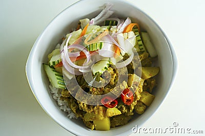 Traditional Malaysian Cuisine. Mixed Rice/Nasi Campur Stock Photo