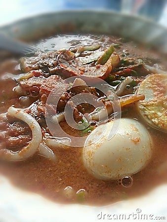 Traditional Malaysian Delicacy Laksa Stock Photo