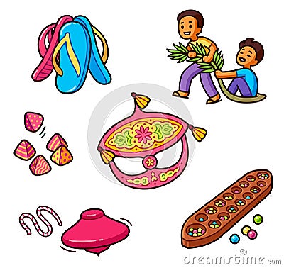 Traditional Malaysian games Vector Illustration